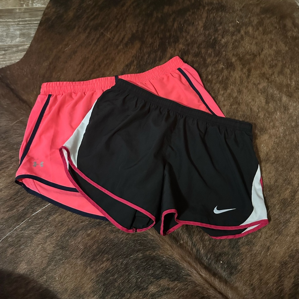 Nike & Under Armor Women's Athletic Shorts - Black and Pink Set